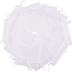 SULOLI 100pcs Organza Jewelry Bags Drawstring, 2.8x3.5 inch Small White Mesh Pouches for Wedding Party Favor Festival Gift Bags Candy