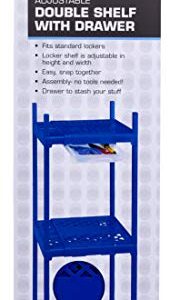 LockerMate, Blue Double Shelf, Adjustable Width and Height to Fit Most School Lockers