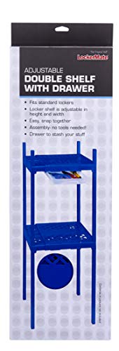 LockerMate, Blue Double Shelf, Adjustable Width and Height to Fit Most School Lockers