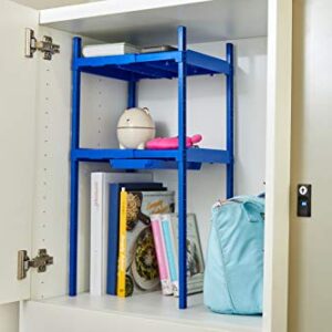 LockerMate, Blue Double Shelf, Adjustable Width and Height to Fit Most School Lockers