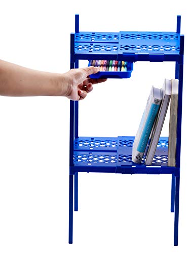 LockerMate, Blue Double Shelf, Adjustable Width and Height to Fit Most School Lockers