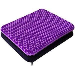 gel seat cushion – enhanced double thick egg seat cushion with non-slip cover – office chair car seat cushion – sciatica & back pain relief – perfect for office chair car wheelchair travel