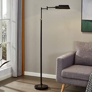 RAYINIGHT Dimmable LED Pharmacy Floor Lamp for Living Room, Full Range Dimming Bedroom Floor Lamp, Adjustable Height Standing Lamp for Bedroom with 350° Swing Arm for Reading, Living Room, Office