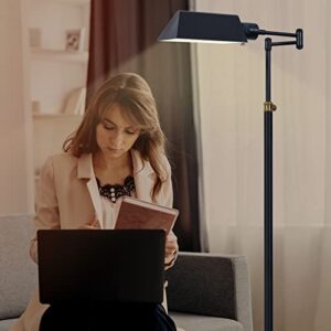 RAYINIGHT Dimmable LED Pharmacy Floor Lamp for Living Room, Full Range Dimming Bedroom Floor Lamp, Adjustable Height Standing Lamp for Bedroom with 350° Swing Arm for Reading, Living Room, Office