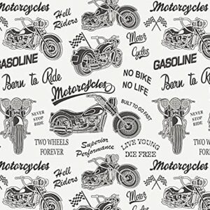 Stesha Party Motorcycle Gift Wrap Mens Wrapping Paper - Folded Flat 30 x 20 Inch (3 Sheets)