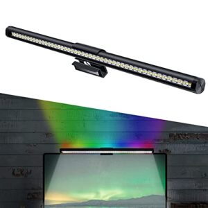 CURUK Monitor Light Bar, RGB Monitor Light Screen Light Bar, Dual Light USB Powered Monitor Lamp, LED Computer Light, No Glare, Touch Control, 5-Color Mode, PC Desk Lamps for Home Office