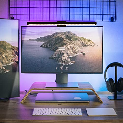 CURUK Monitor Light Bar, RGB Monitor Light Screen Light Bar, Dual Light USB Powered Monitor Lamp, LED Computer Light, No Glare, Touch Control, 5-Color Mode, PC Desk Lamps for Home Office