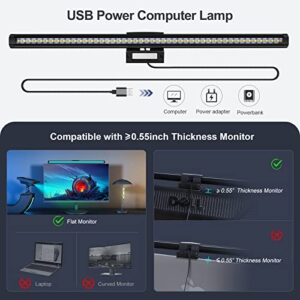 CURUK Monitor Light Bar, RGB Monitor Light Screen Light Bar, Dual Light USB Powered Monitor Lamp, LED Computer Light, No Glare, Touch Control, 5-Color Mode, PC Desk Lamps for Home Office