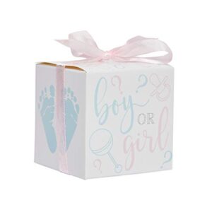 Sparkle and Bash Boy or Girl Gender Reveal Party Favor Boxes with Ribbons (50 Pack)