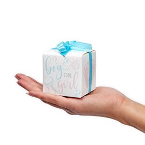 Sparkle and Bash Boy or Girl Gender Reveal Party Favor Boxes with Ribbons (50 Pack)