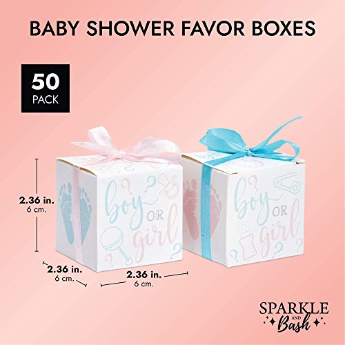 Sparkle and Bash Boy or Girl Gender Reveal Party Favor Boxes with Ribbons (50 Pack)