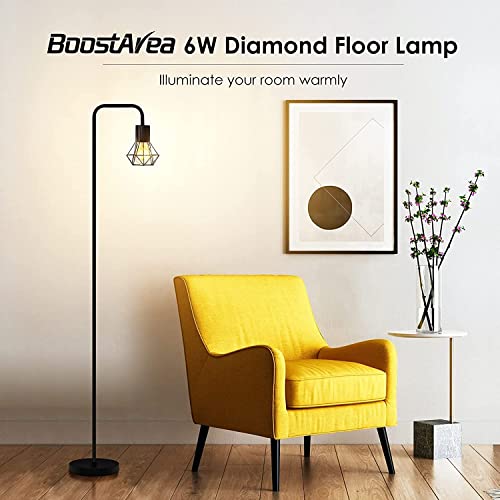 BoostArea Floor lamp,Industrial Floor Lamp,Standing Lamp with 6W LED Bulb,E26 Socket,On/Off Footswitch,Whole Metal,Modern Floor Lamp for Bedroom,Office, Living Room,Rustic,Vintage,Farmhouse