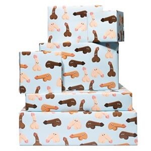 CENTRAL 23 Bridal Shower Wrapping Paper - Funny Wrapping Paper for Women Men Gay - 6 Sheets of Rude Gift Wrap for Friends - Anniversary Wrapping Paper - Recyclable