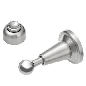 lizavo ds-002 stainless steel modern soft-catch magnetic door stop in brushed satin nickel, wall mount