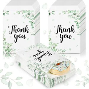 200 pack thank you paper treat bags greenery eucalyptus candy buffet bags paper cookie bags thank you favor bags goodie bags for wedding baby shower birthday party favors, cookies, goodies