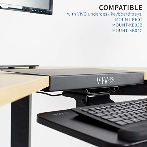 VIVO 17 inch Corner Desk Connector Platform for Mounting Under-Desk Keyboard Trays on L-Shaped Workstations, Black, DESK-AC07S