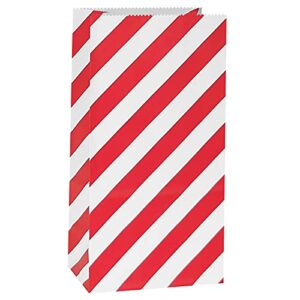 adido eva red striped paper bags mini party goody bags for kids birthday party supplies (50 ct 3.5×2.3×7 in)