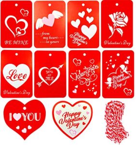 100 pieces valentine gift tags,red kraft paper wedding gift tags with string for valentine’s day wedding party gift wrapping labeling – 10 designs