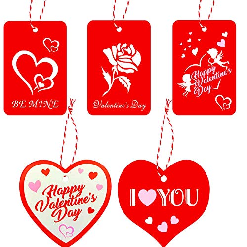 100 Pieces Valentine Gift Tags,Red Kraft Paper Wedding Gift Tags with String for Valentine's Day Wedding Party Gift Wrapping Labeling - 10 Designs