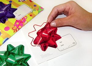 gadjit holiday bow stickers (pack of 30 bows)- 3d image stickers that look like poly bows with tags, bows won’t crush like poly bows, great for shipping gifts