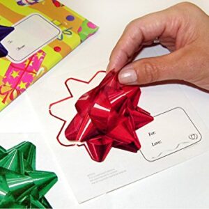 Gadjit Holiday Bow Stickers (Pack of 30 Bows)- 3D Image Stickers That Look Like Poly Bows with Tags, Bows Won't Crush Like Poly Bows, Great for Shipping Gifts