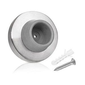 premium stainless steel & rubber wall-mounted door stopper by nyco architectural hardware- heavy duty round door bumper for wall & door protection- modern universal door slam stopper- 2.24”