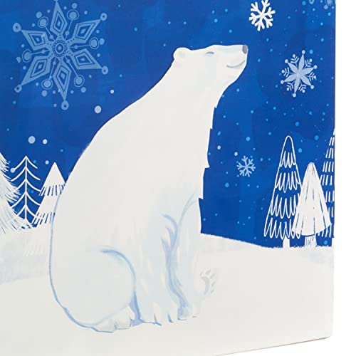 Hallmark 13" Large Holiday Gift Bag Bundle (Snowflakes on Blue, Polar Bear, Snowy Woodland Scene) for Christmas, Hanukkah, Winter Solstice, Birthdays