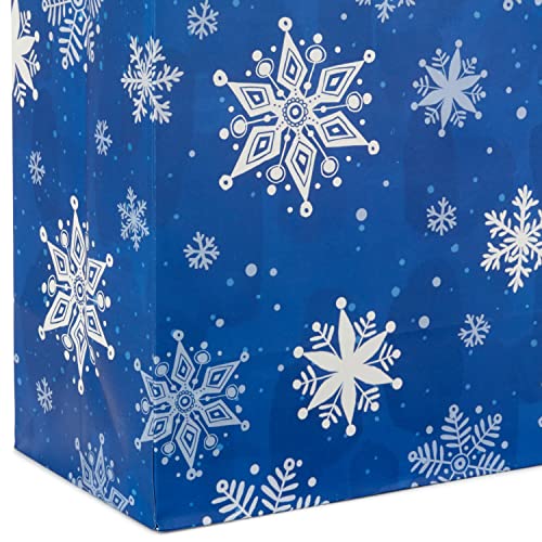 Hallmark 13" Large Holiday Gift Bag Bundle (Snowflakes on Blue, Polar Bear, Snowy Woodland Scene) for Christmas, Hanukkah, Winter Solstice, Birthdays