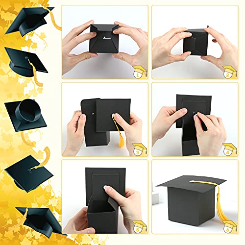 Kesote Graduation Party Favors 2023, 24 Pack Graduation Favor Boxes Grad Cap Box for Candy Goody Chocolate Gift, Graduation Party Supplies