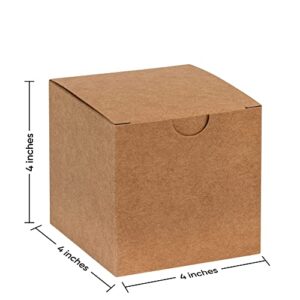 Hammont Cube Kraft Gift Tuck Top Boxes (18 Pack) | 4x4x4” Small Paper Boxes | for Party Favors, Cupcakes, Weddings, Birthday & Christmas