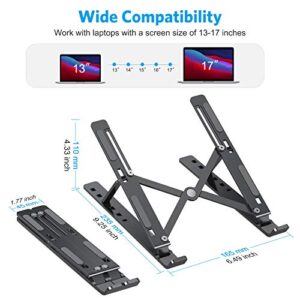 OMOTON Laptop Stand, Adjustable Laptop Stand for Desk, Portable Foldable Laptop Holder, Aluminum Laptop Cradle, Compatible MacBook Air, MacBook Pro, HP, Dell, Lenovo More (Up to 16 inch) (Black)