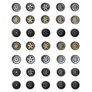 Carlomo 1/64 Scale Mini Alloy Wheels Tires with Axles S-Class Detail Up Kits for Professional Modified Diecast Model Vehicle Kit (S03-E)