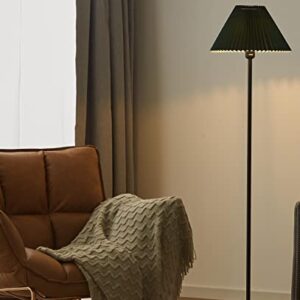 Black Pole Floor Lamp Simple Design Tall Lamp with Dark Green Shade Standing Lamp with LED Bulb for Living Room and Bed Room