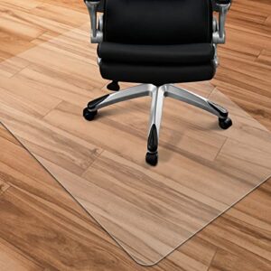 office chair mat for hardwood floor – 36″x48″ floor protector mat for rolling chair, clear computer desk chair mat for hard floor use – double sided texture, easy glide and flat without curling