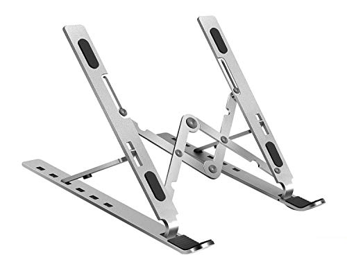 Lasitu Foldable&Adjustable Stand for Laptop Portable Monitor Tablet (10-17 inches) Creative Aluminum Alloy Laptop Stand for Desk Riser Notebook Holder Stand,Silver