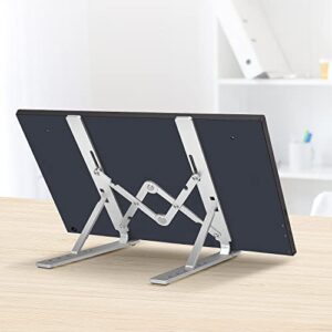 Lasitu Foldable&Adjustable Stand for Laptop Portable Monitor Tablet (10-17 inches) Creative Aluminum Alloy Laptop Stand for Desk Riser Notebook Holder Stand,Silver