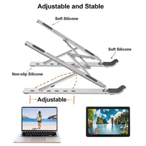 Lasitu Foldable&Adjustable Stand for Laptop Portable Monitor Tablet (10-17 inches) Creative Aluminum Alloy Laptop Stand for Desk Riser Notebook Holder Stand,Silver