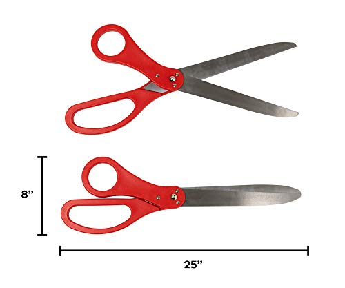 Nashira Ribbon Cutting Ceremony Kit, 25" Giant Scissors with Red Satin Ribbon, Grand Opening Banner & Balloons - Heavy Duty Metal Scissors for Special Events, Inaugurations & Ceremonies