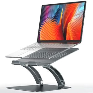 nulaxy adjustable laptop stand for desk, ergonomic portable laptop stand up to 10.6″ with heat-vent, laptop riser supports upto 11lbs, compatible with macbook pro all laptops 11-15.7″(grey)