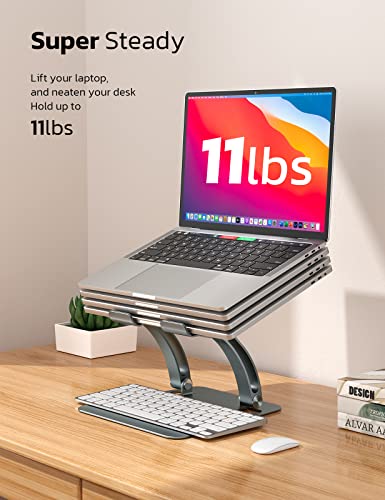 Nulaxy Adjustable Laptop Stand for Desk, Ergonomic Portable Laptop Stand Up to 10.6" with Heat-Vent, Laptop Riser Supports Upto 11Lbs, Compatible with MacBook Pro All Laptops 11-15.7"(Grey)