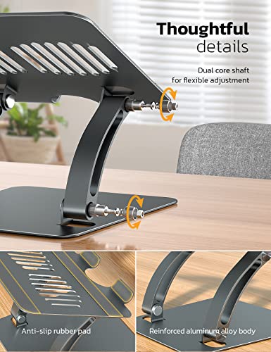 Nulaxy Adjustable Laptop Stand for Desk, Ergonomic Portable Laptop Stand Up to 10.6" with Heat-Vent, Laptop Riser Supports Upto 11Lbs, Compatible with MacBook Pro All Laptops 11-15.7"(Grey)