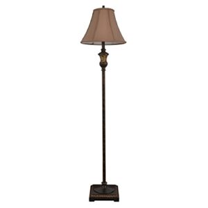 decor therapy traditional resin floor lamp with bell shade, golden bronze
