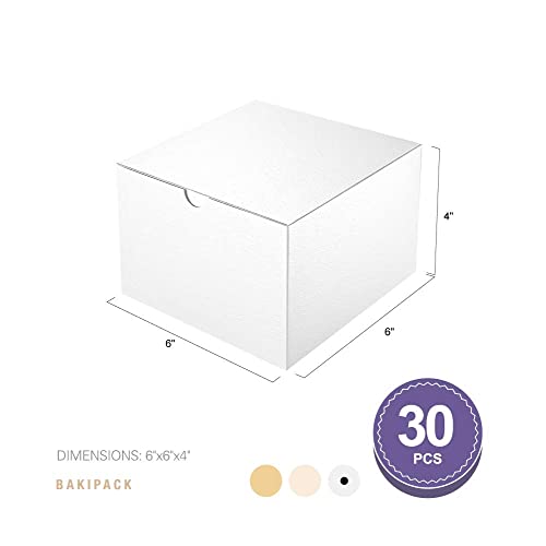 BAKIPACK 30 Gift Boxes 6x6x4 Gift Boxes with Lids White Gift Boxes for Gifts, Bridesmaid Proposal Boxes, Thanksgiving, Crafting, Cupcake Boxes