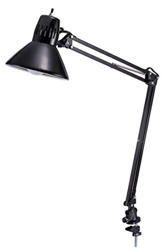 Bostitch Office VLF100 LED Swing Arm Desk Lamp with Clamp Mount, 36" Reach, Includes LED Bulb,Black