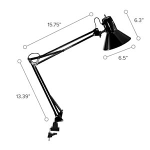 Bostitch Office VLF100 LED Swing Arm Desk Lamp with Clamp Mount, 36" Reach, Includes LED Bulb,Black