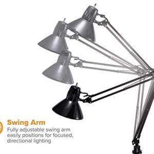 Bostitch Office VLF100 LED Swing Arm Desk Lamp with Clamp Mount, 36" Reach, Includes LED Bulb,Black