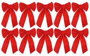 red velvet christmas bow 9-inch x 16-inch, 10 pack of holiday bows
