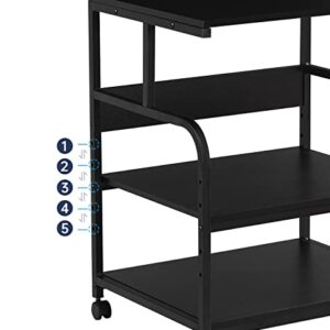 Fannova Printer Stand, 23.6 x18.9 x 29.5 Inches Large Printer Table with Adjustable Storage Shelf, 3 Tier Rolling Printer Cart with Wheels for Home Office, Stand for Heat Press Mini Fridge, Black