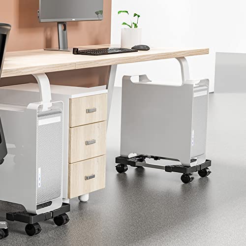 Deston Computer Tower Stand CPU Rolling Cart, Adjustable Mobile PC Cart Holder, Desktop ATX-Case Rolling Dolly on Casters, Computer Host Stand with Brake Wheels Under Home Office Desk (Black)