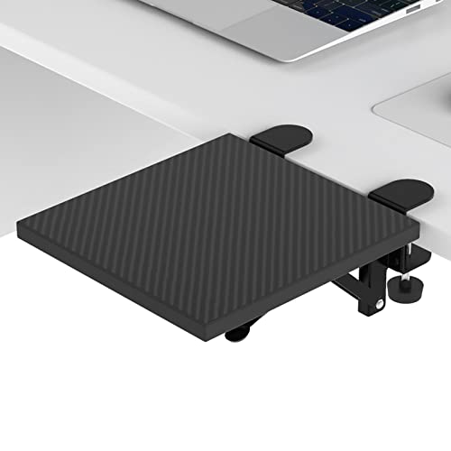 OUGIC Ergonomics Desk Extender Tray, 9.5"x9.1" Punch-Free Clamp on, Foldable Keyboard Drawer Tray, Table Mount Arm Wrist Rest Shelf, Computer Elbow Arm Support